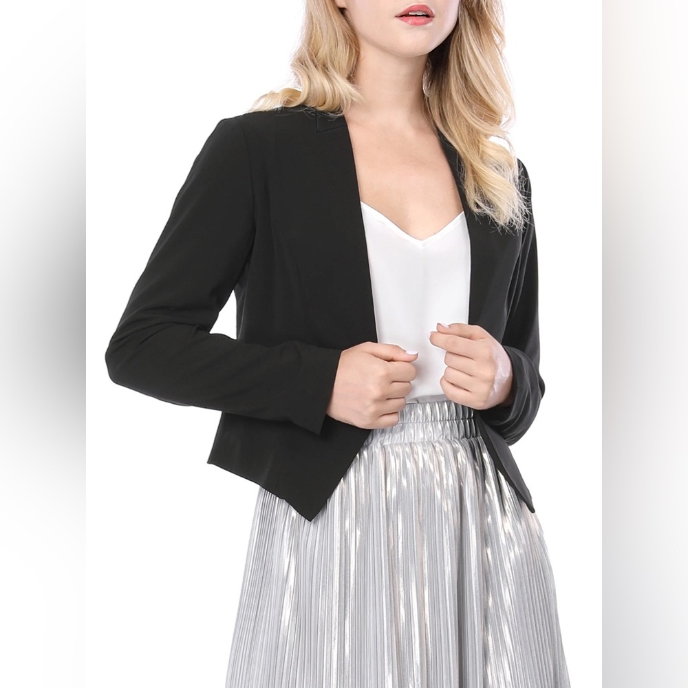 NWOT Blazer Cropped Open Front Black Sz 12